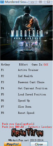 謀殺靈魂疑犯修改器下載 v1.0 綠色版圖1