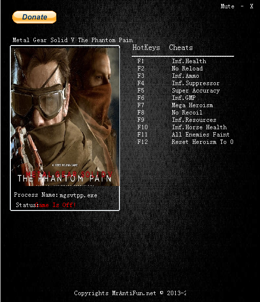 合金裝備5幻痛十二項(xiàng)修改器