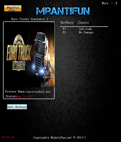 歐洲卡車(chē)模擬2兩項(xiàng)修改器