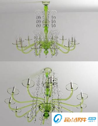 另類綠色水晶枝形吊燈3d模型