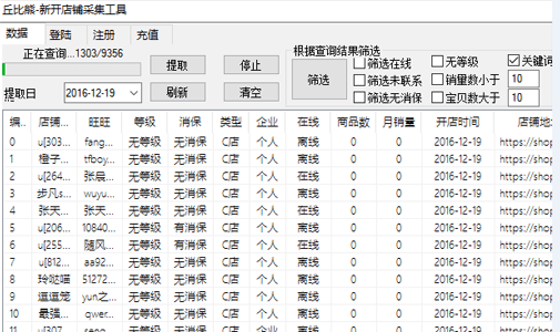 淘寶新開店鋪采集軟件