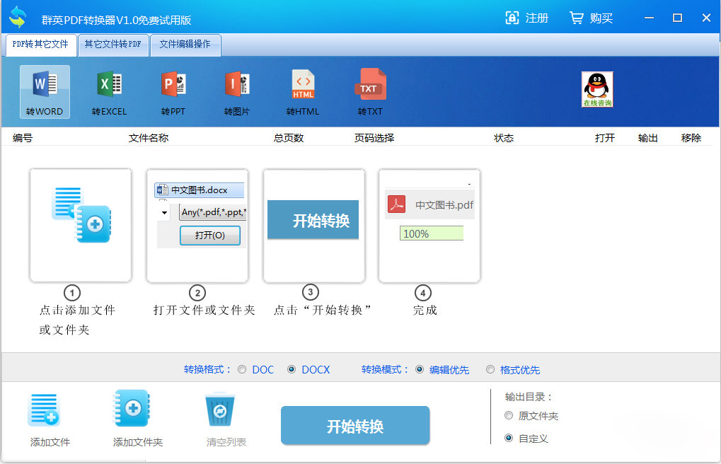 群英pdf轉(zhuǎn)換成word轉(zhuǎn)換器