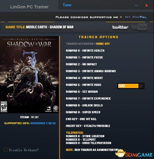 中土世界戰(zhàn)爭(zhēng)之影十四項(xiàng)修改器下載 免費(fèi)版