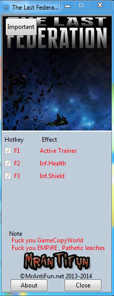 最后的聯(lián)盟兩項(xiàng)修改器 v1.0 MrAntiFun版