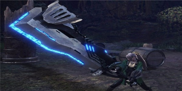怪物獵人世界藍(lán)光黑白噴氣大劍MOD