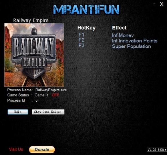 鐵路帝國(guó)三項(xiàng)修改器