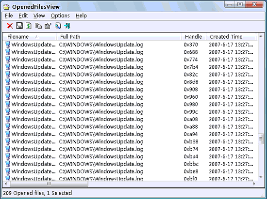OpenedFilesView V1.52 英文綠色免費版圖1