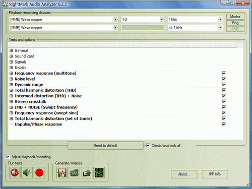 RightMark Audio Analyzer音頻測試軟件 6.3.0 英文綠色免費版圖1